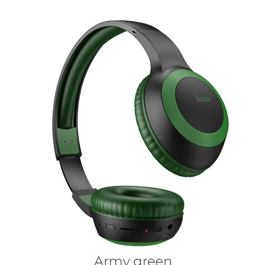 HOCO W29 Outstanding Headphones Wireless Wired Army Green Clearance