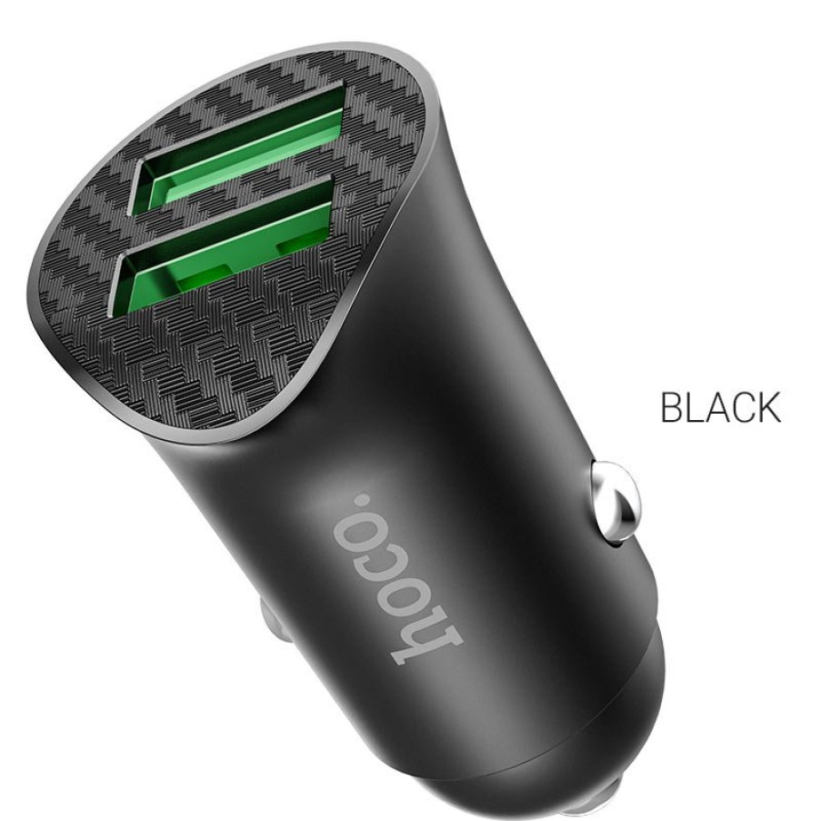 HOCO Car Charger "Z39 Farsighted" Qc3.0 Dual Port Black Wholesale